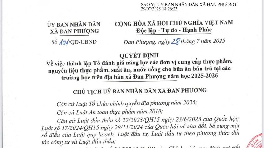 Quyết định số 101/QĐ-UBND của UBND xã Đan Phượng
