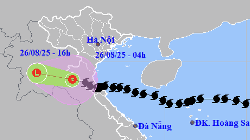 Bão số 5 suy yếu thành áp thấp nhiệt đới, Bắc Bộ và Bắc Trung Bộ còn mưa lớn hôm nay (26/8)