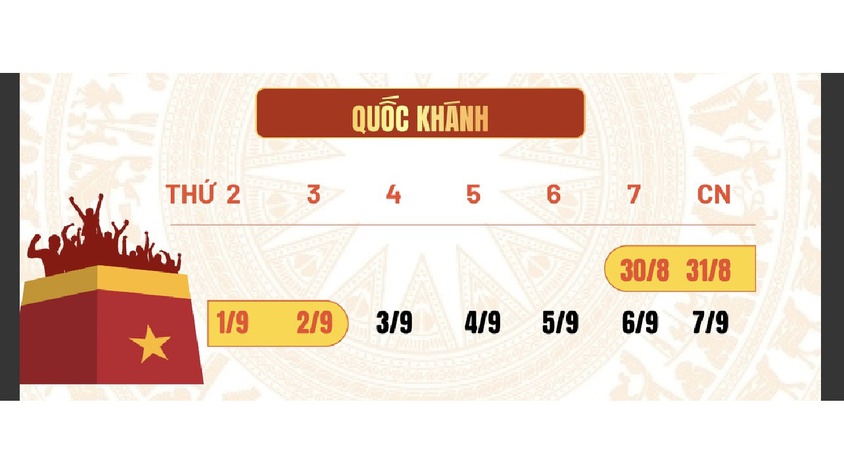 Thông báo lịch nghỉ Lễ Quốc khánh 02/9/2025
