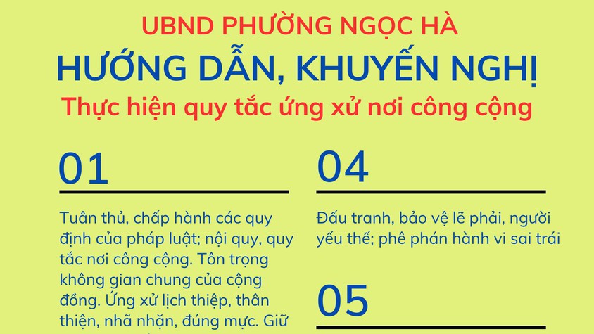 Hướng dẫn, khuyến nghị thực hiện quy tắc ứng xử nơi công cộng