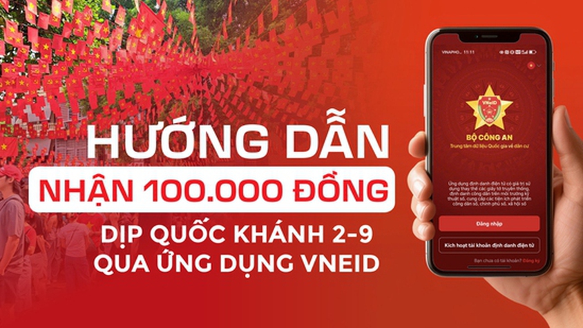 Hướng dẫn NHẬN QUÀ TẾT ĐỘC LẬP - QUỐC KHÁNH 2/9/2025 qua tài khoản ngân hàng và VNeID