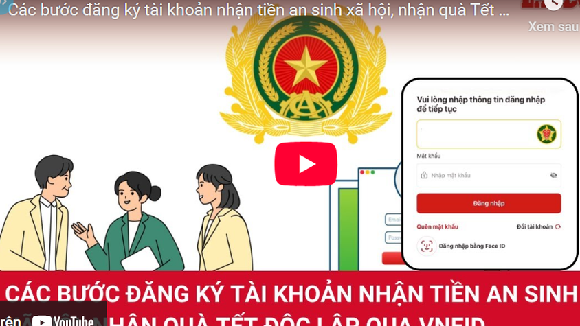 Hướng dẫn đăng ký tài khoản nhận tiền an sinh xã hội trên VNeID
