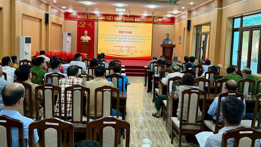XÃ ĐẠI THANH TỔ CHỨC HỘI NGHỊ TRIỂN KHAI NGHỊ QUYẾT SỐ 263/NQ-CP NGÀY 29/8/2025 VỀ VIỆC TẶNG QUÀ CHO TOÀN THỂ NHÂN DÂN NHÂN KỶ NIỆM 80 NĂM CÁCH MẠNG THÁNG TÁM VÀ QUỐC KHÁNH NƯỚC CHXHCN VIỆT NAM 2/9/2025