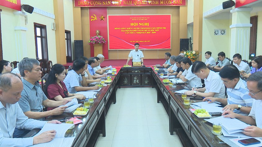 ĐẢNG ỦY XÃ SÓC SƠN TỔ CHỨC HỘI NGHỊ ĐÓNG GÓP Ý KIẾN VÀO DỰ THẢO BÁO CÁO CHÍNH TRỊ ĐẠI HỘI ĐẢNG BỘ XÃ LẦN THỨ NHẤT, NHIỆM KỲ 2025-2030.