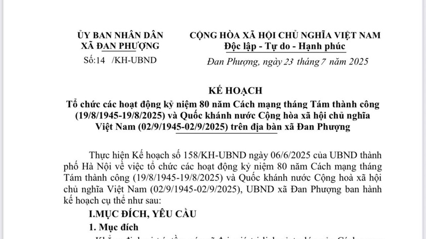 Kế hoạch số 14/KH-UBND của UBND xã Đan Phượng