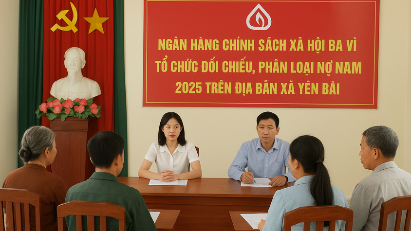NHCSXH Ba Vì Tổ chức đối chiếu, phân loại nợ năm 2025 trên địa bàn xã Yên Bài