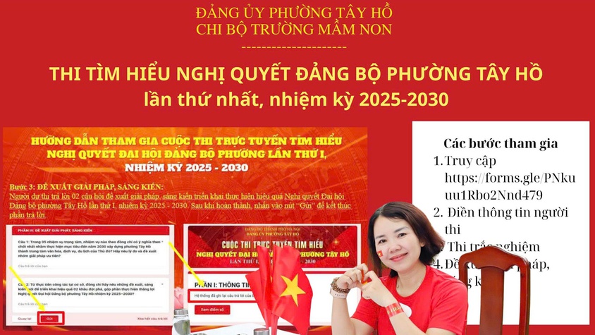 Cuộc thi trực tuyến tìm hiểu Nghị quyết Đại hội đảng bộ phường Tây Hồ thu hút hơn 2.000 lượt cán bộ, đảng viên và nhân dân tham gia 
