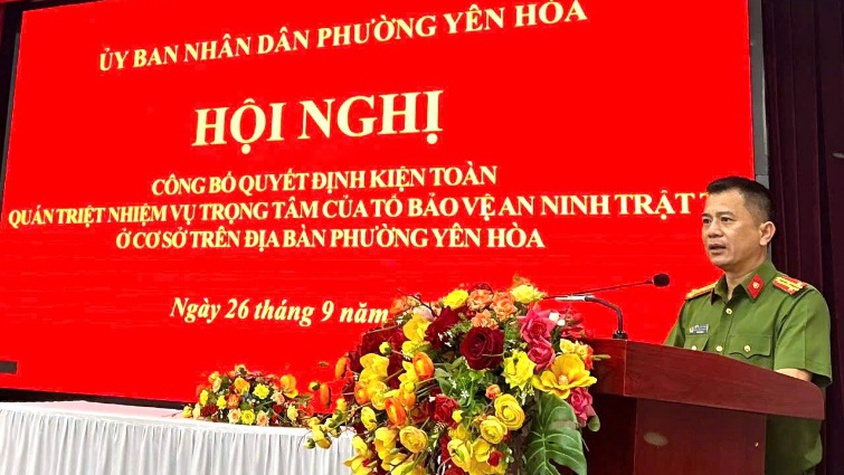 Phường Yên Hòa tổ chức Hội nghị công bố Quyết định kiện toàn Tổ bảo vệ ANTT ở cơ sở