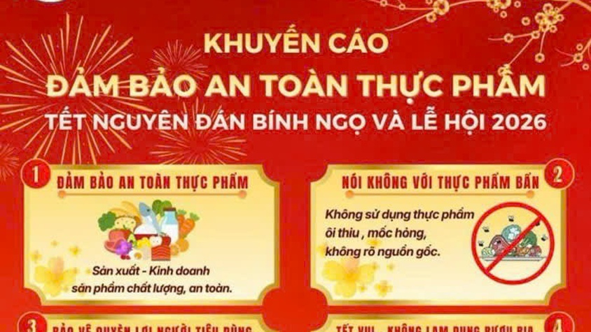 KHUYẾN CÁO BẢO ĐẢM AN TOÀN THỰC PHẨM 
TRONG DỊP TẾT NGUYÊN ĐÁN BÍNH NGỌ VÀ MÙA LỄ HỘI NĂM 2026
