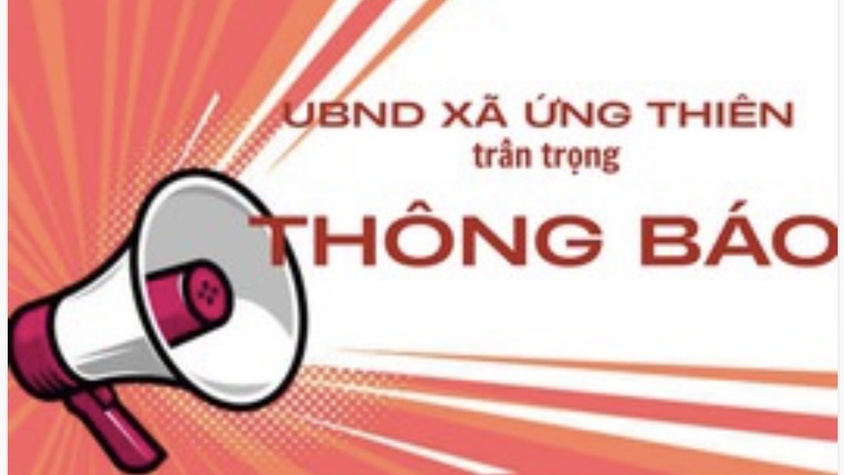 UBND xã Ứng Thiên:THÔNG BÁO