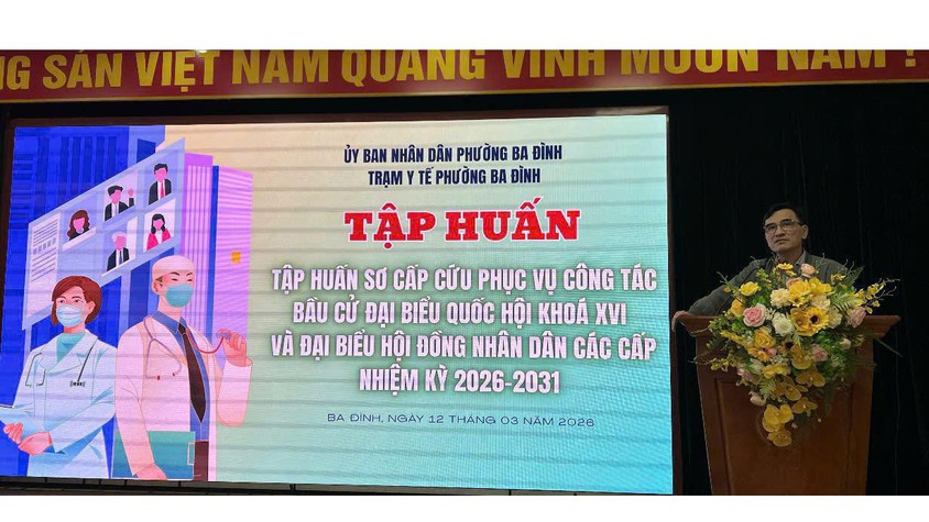 PHƯỜNG BA ĐÌNH TỔ CHỨC TẬP HUẤN SƠ CẤP CỨU CHO NHÂN VIÊN Y TẾ THAM GIA PHỤC VỤ CÔNG TÁC BẦU CỬ