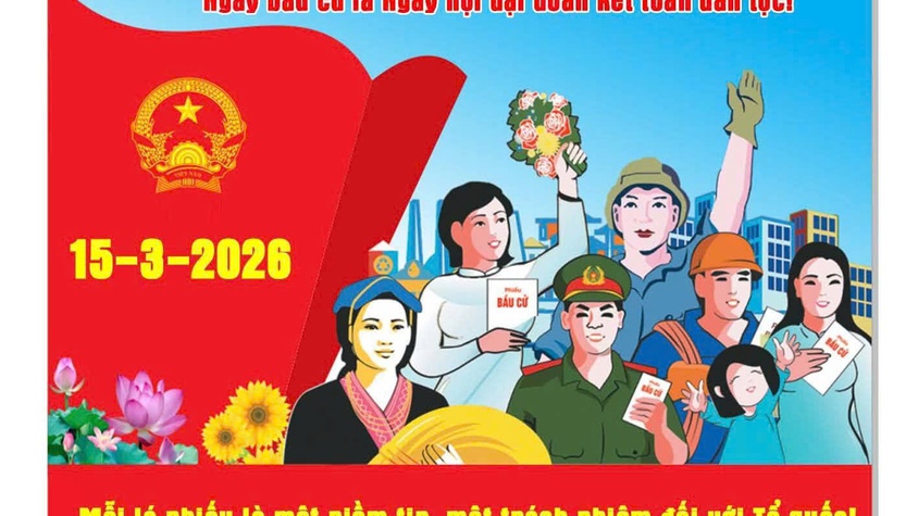 Chủ Nhật, ngày 15/3/2026, cử tri cả nước sẽ tham gia bầu cử đại biểu Quốc hội khóa XVI và đại biểu Hội đồng nhân dân các cấp nhiệm kỳ 2026–2031