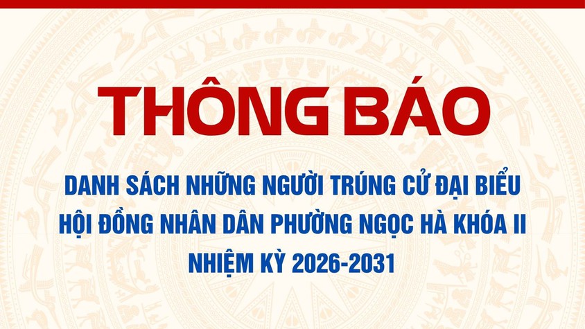 Danh sách những người trúng cử đại biểu HĐND phường Ngọc Hà khóa II, nhiệm kỳ 2026-2031