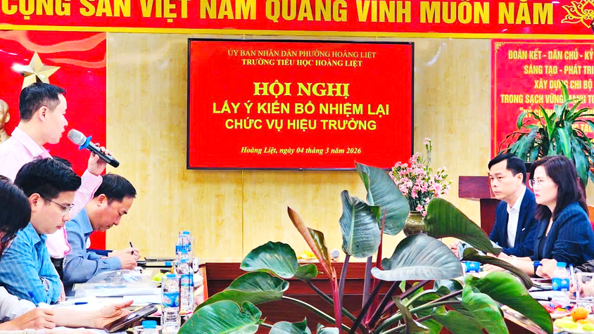 Trường Tiểu học Hoàng Liệt tổ chức Hội nghị lấy ý kiến bổ nhiệm lại chức danh hiệu trưởng 
