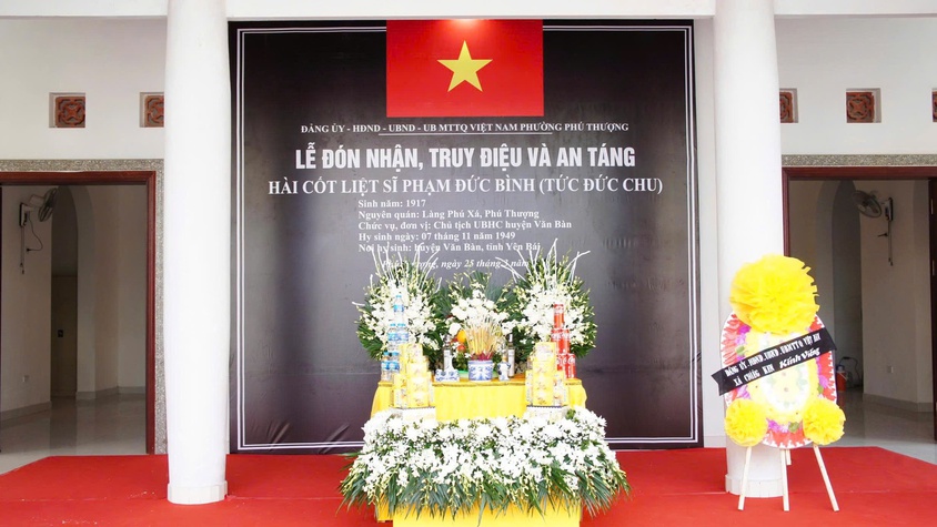 Phường Phú Thượng trang trọng tổ chức lễ đón nhận, truy điệu và an táng liệt sĩ Phạm Đức Bình (tức Đức Chu)