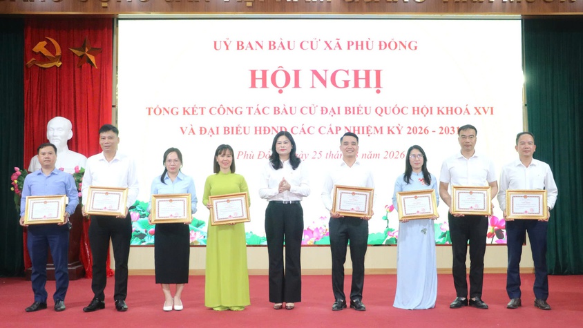 Ủy ban bầu cử xã Phù Đổng đã tổng kết cuộc bầu cử đại biểu Quốc hội khóa XV và đại biểu HĐND các cấp nhiệm kỳ 2026-2031