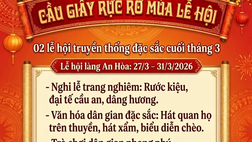 Cầu Giấy rực rỡ mùa lễ hội: Hai lễ hội truyền thống đặc sắc cùng diễn ra cuối tháng 3