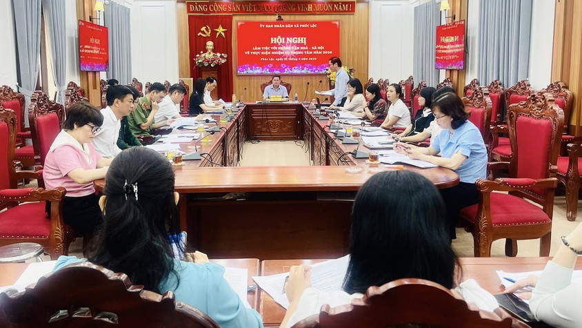 UBND xã tổ chức Hội nghị làm việc với Phòng Văn hoá – Xã hội về thực hiện nhiệm vụ trọng tâm năm 2026