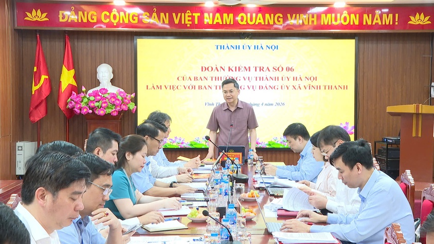 ĐOÀN KIỂM TRA SỐ 6 CỦA THÀNH ỦY HÀ NỘI LÀM VIỆC VỚI ĐẢNG ỦY XÃ VĨNH THANH