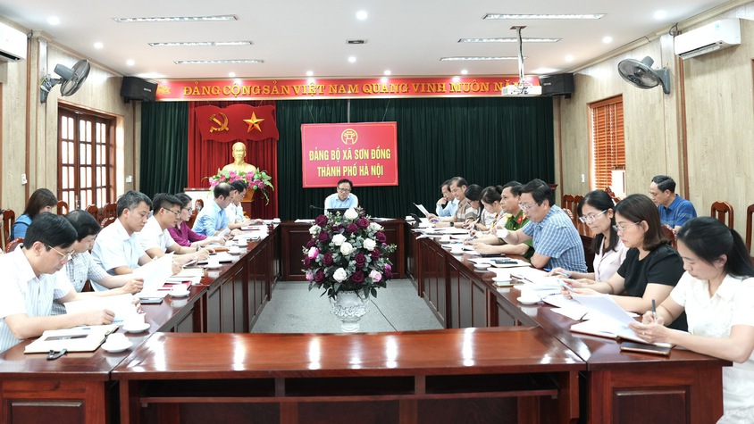 Xã Sơn Đồng giao ban kết quả thực hiện giải ngân vốn đầu tư công và giải phóng mặt bằng