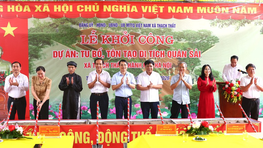 Thạch Thất: Lễ khởi công dự án tu bổ, tôn tạo di tích Quán Sải thôn Thúy Lai