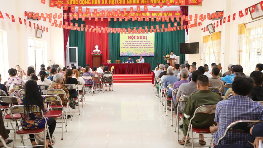 Thượng Phúc thông báo kế hoạch thu hồi đất thực hiện dự án Khu đô thị thể thao Olympic tại Thôn Hướng Xá