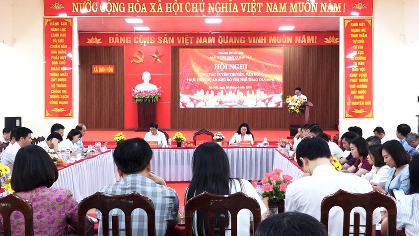 Ban Tuyên giáo và Dân vận Thành ủy tổ chức hội nghị làm việc với Thường vụ Đảng ủy xã Dân Hòa và 10 xã có diện tích đất thuộc Dự án Khu đô thị Thể thao Olympic.