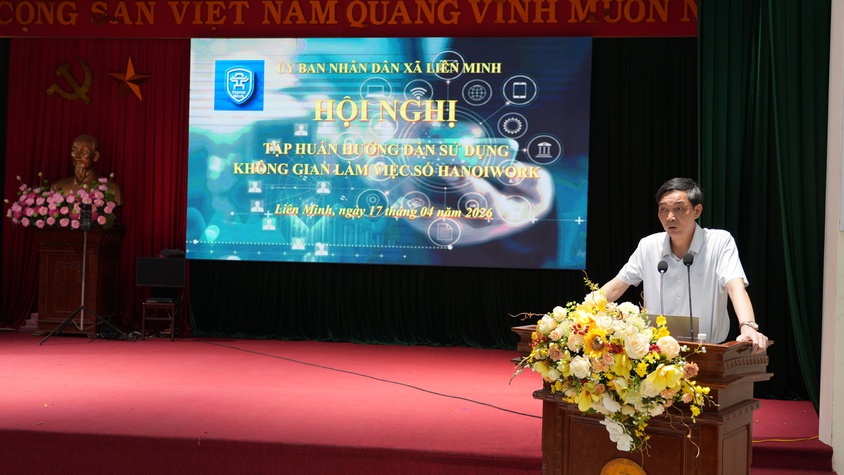 UBND xã Liên Minh tập huấn sử dụng Không gian làm việc số (HanoiWork)