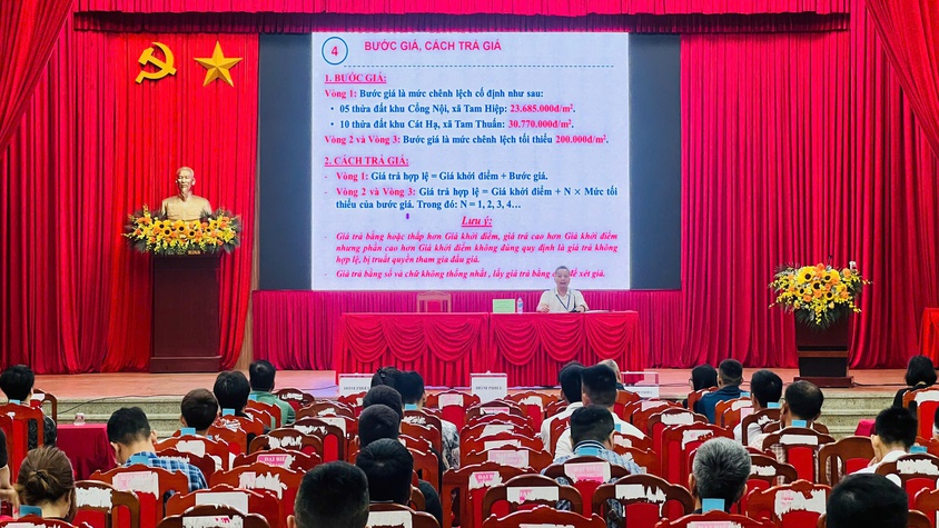 Hát Môn: Đấu giá đất ở khu Cát Hạ, Tam Thuấn và 10 thửa đất khu Cầu Lọc - Giáo Hạ, Ngọc Tảo