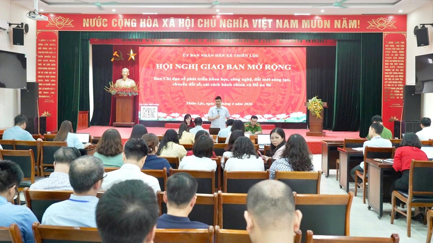 UBND xã Thiên Lộc giao ban Ban Chỉ đạo về phát triển khoa học, công nghệ, đổi mới sáng tạo, chuyển đổi số, cải cách hành chính và Đề án 06: Quyết liệt nâng cao chất lượng phục vụ người dân