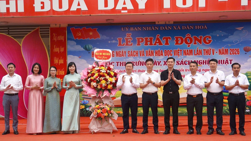 Xã Dân Hòa tổ chức Lễ phát động Ngày Sách và Văn hóa đọc Việt Nam lần thứ 5 và Hội thi xếp sách nghệ thuật năm 2026
