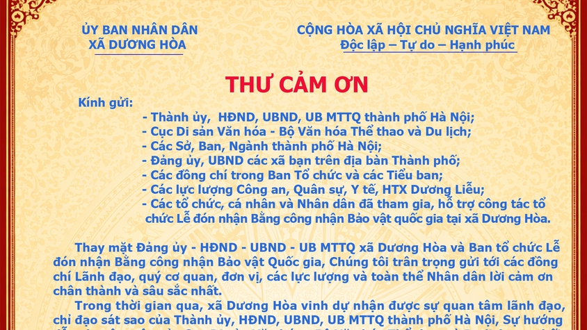 Thư cảm ơn !