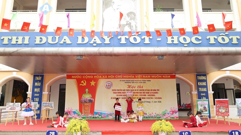 Trường Tiểu học Sơn Lộc tổ chức hội thi tuyên truyền giới thiệu sách và kể chuyện về Bác Hồ kính yêu
