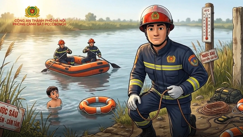 Hà Nội: Tuyên truyền cảnh báo tai nạn đuối nước trong mùa hè nắng nóng