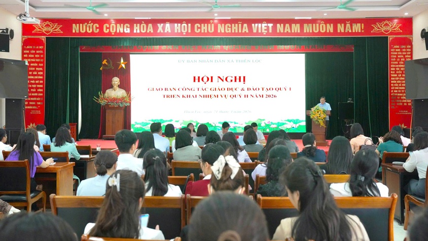 UBND xã Thiên Lộc tổ chức Hội nghị giao ban công tác Giáo dục và Đào tạo Quý I; triển khai nhiệm vụ trọng tâm Quý II năm 2026
