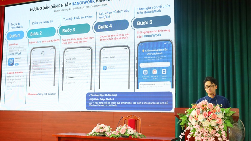 Phường Tùng Thiện tập huấn sử dụng Không gian làm việc số HanoiWork