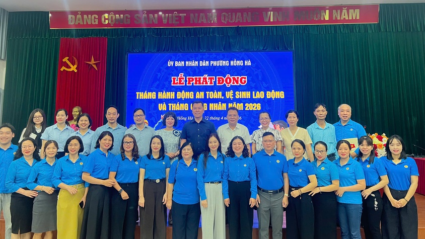 Phường Hồng Hà tổ chức lễ phát động tháng hành động về an toàn, vệ sinh lao động và tháng công nhân năm 2026