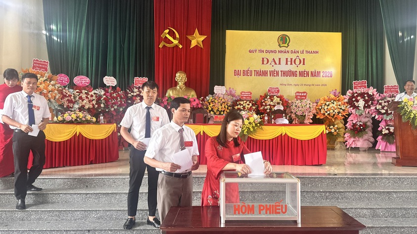 Quỹ tín dụng nhân dân Lê Thanh tổ chức thành công Đại hội đại biểu thành viên thường niên năm 2026