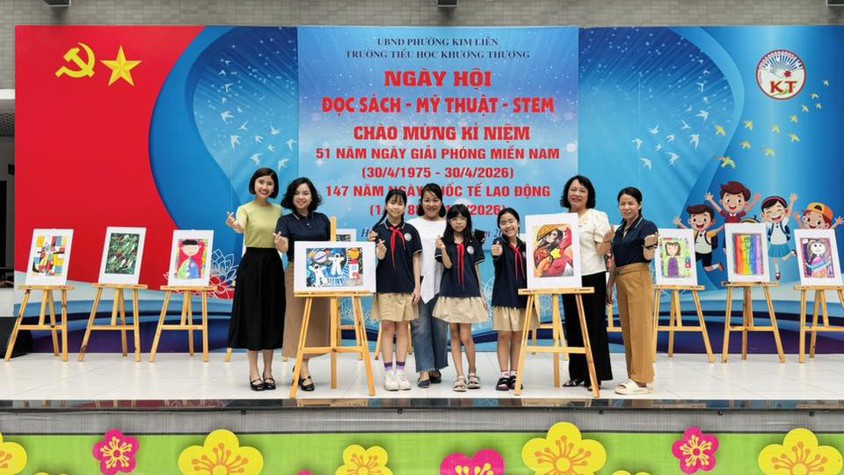 TRƯỜNG TIỂU HỌC KHƯƠNG THƯỢNG HƯỞNG ỨNG NGÀY HỘI ĐỌC SÁCH VÀ TRIỂN LÃM MỸ THUẬT SÁNG TẠO 2026