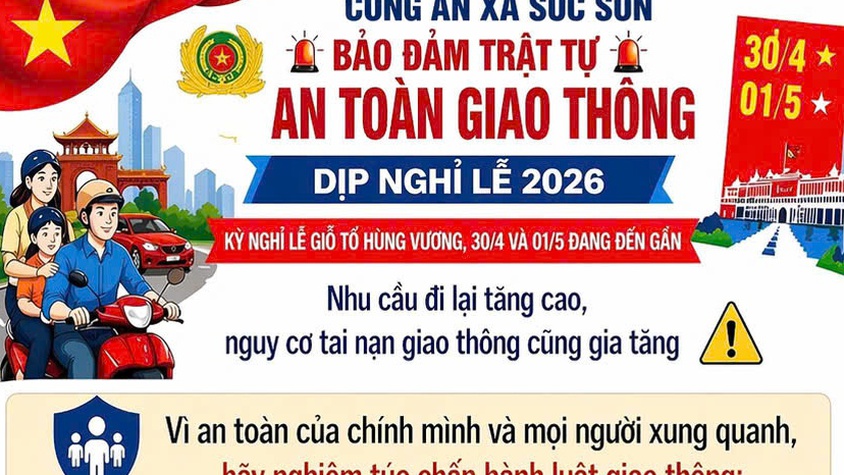 XÃ SÓC SƠN TUYÊN TRUYỀN ĐẢM BẢO TRẬT TỰ AN TOÀN GIAO THÔNG – DỊP NGHỈ LỄ 2026.