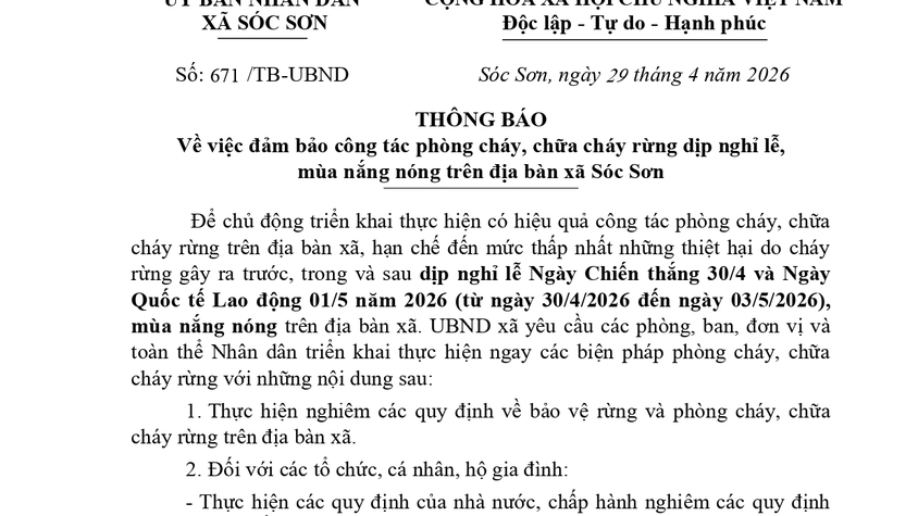 XÃ SÓC SƠN TĂNG CƯỜNG CÁC BIỆN PHÁP PHÒNG CHÁY, CHỮA CHÁY RỪNG DỊP NGHỈ LỄ VÀ MÙA NẮNG NÓNG