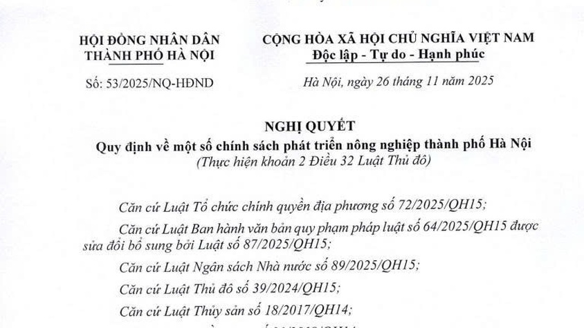 NGHỊ QUYẾT
Quy định về một số chính sách phát triển nông nghiệp thành phố Hà Nội