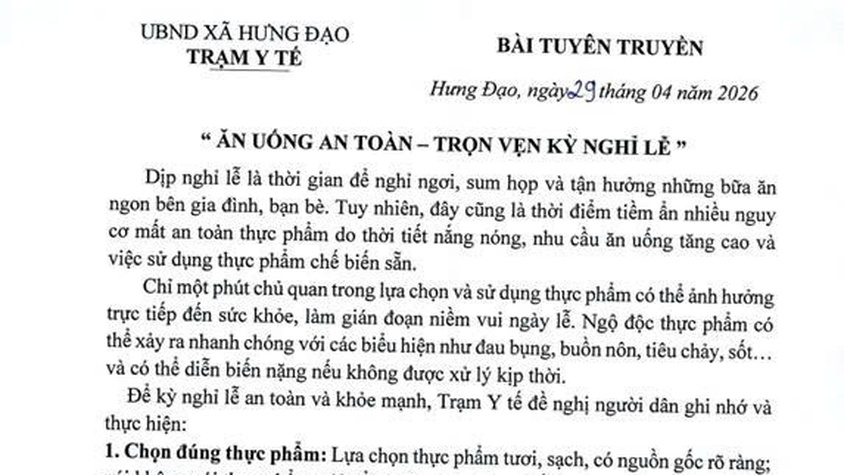 “ ĂN UỐNG AN TOÀN – TRỌN VẸN KỲ NGHỈ LỄ ”