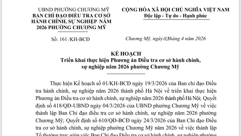 Phường Chương Mỹ triển khai điều tra cơ sở hành chính, sự nghiệp năm 2026