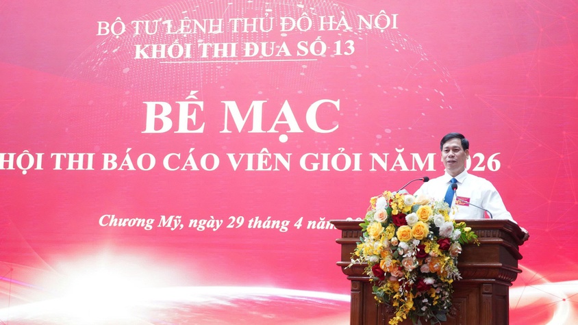 Sôi nổi Hội thi Báo cáo viên giỏi Khối thi đua số 13 Bộ Tư lệnh Thủ đô Hà Nội tại phường Chương Mỹ