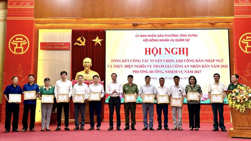 HỘI ĐỒNG NGHĨA VỤ QUÂN SỰ PHƯỜNG VĨNH HƯNG TỔNG KẾT CÔNG TÁC TUYỂN CHỌN, GỌI CÔNG DÂN NHẬP NGŨ VÀ NGHĨA VỤ THAM GIA CÔNG AN NHÂN DÂN NĂM 2026