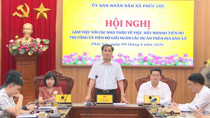 UBND xã Phúc Lộc tổ chức Hội nghị làm việc với các nhà thầu đẩy nhanh tiến độ thi công và giải ngân các dự án trên địa bàn xã