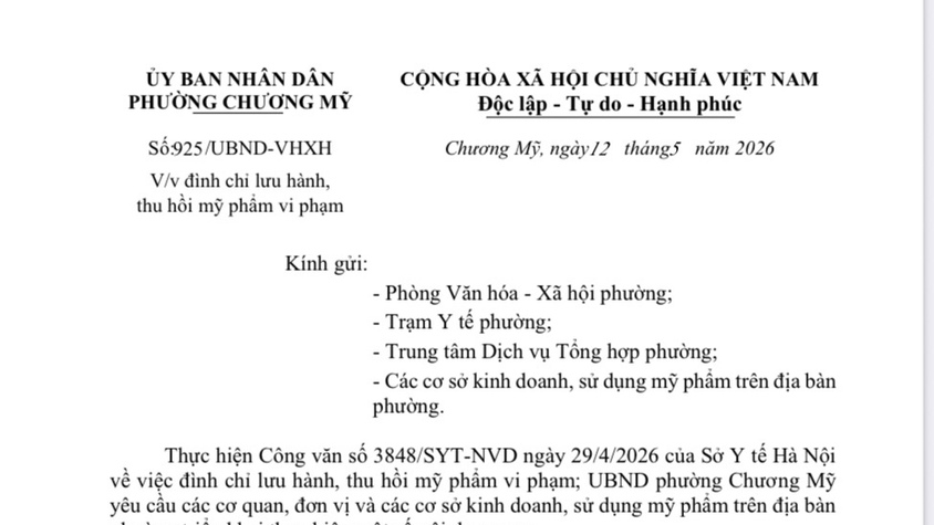 Phường Chương Mỹ triển khai đình chỉ lưu hành, thu hồi mỹ phẩm vi phạm trên địa bàn