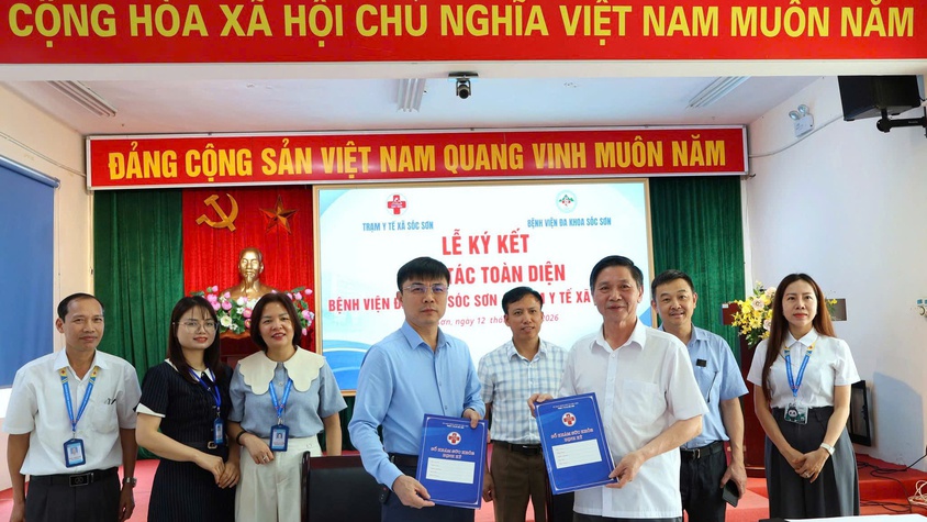 KÝ KẾT HỢP TÁC TOÀN DIỆN GIỮA BỆNH VIỆN ĐA KHOA SÓC SƠN VÀ TRẠM Y TẾ XÃ SÓC SƠN -TĂNG CƯỜNG KẾT NỐI TUYẾN CƠ SỞ – NÂNG CAO CHẤT LƯỢNG KHÁM, CHỮA BỆNH CHO NGƯỜI DÂN