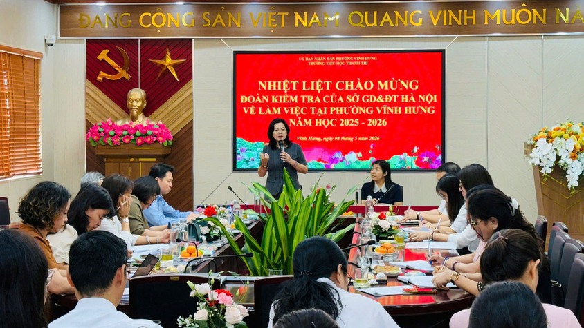 PHƯỜNG VĨNH HƯNG ĐÓN ĐOÀN KIỂM TRA CỦA SỞ GIÁO DỤC VÀ ĐÀO TẠO HÀ NỘI VỀ THỰC HIỆN NHIỆM VỤ GIÁO DỤC TIỂU HỌC HỌC KÌ II, NĂM HỌC 2025 – 2026